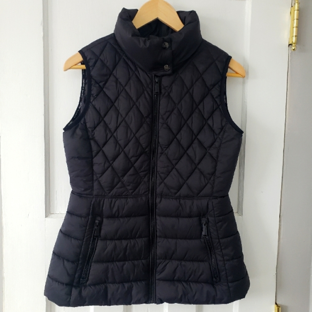 Calvin Klein Performance Quilted Puffer Vest Zip Front Black Sz Xs